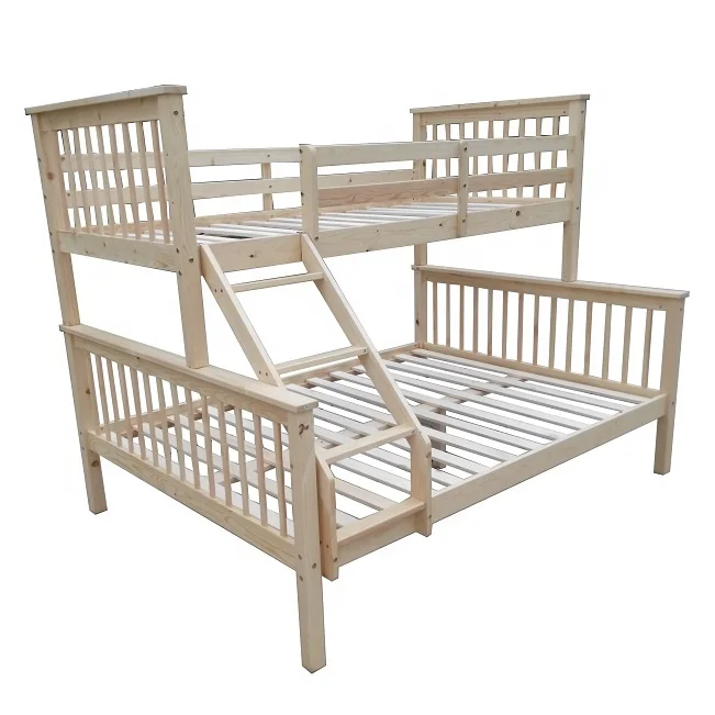
chinese factory wholesale single over double pine wood kid children triple bunk bed 
