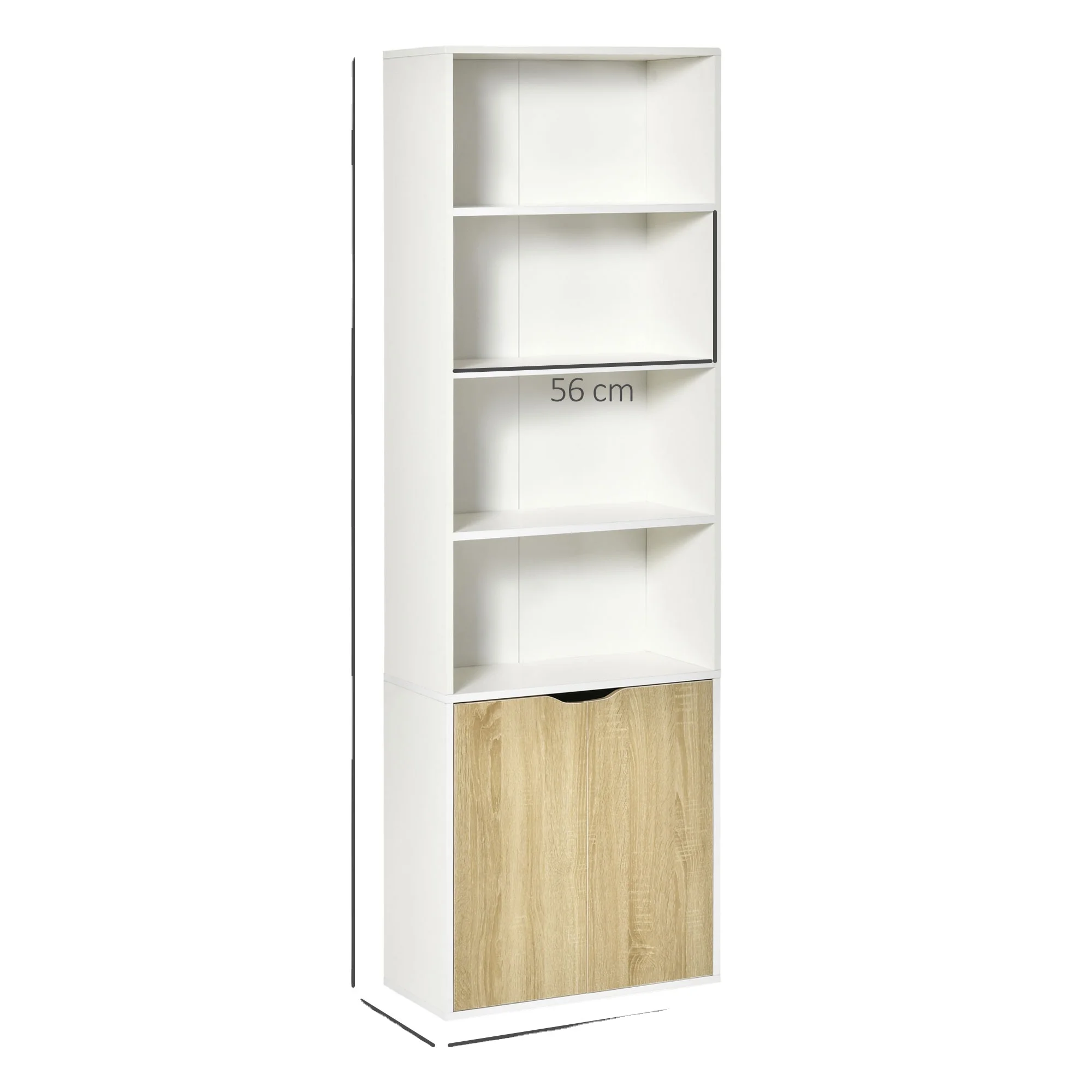 Door 4 Shelves Bookcase Wooden Storage Cabinet Display Unit White Oak