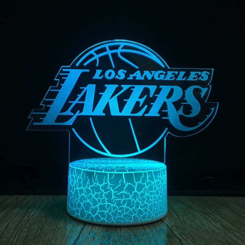 LED Basketball Team Lakers 3D Optical Illusion Lamp Smart 7 Colors Night Light Table Lamp