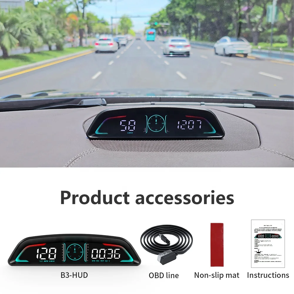 2023 Car gauge dashboard HUD speed water temp B3 head up display auto speedometer universal car OBD2