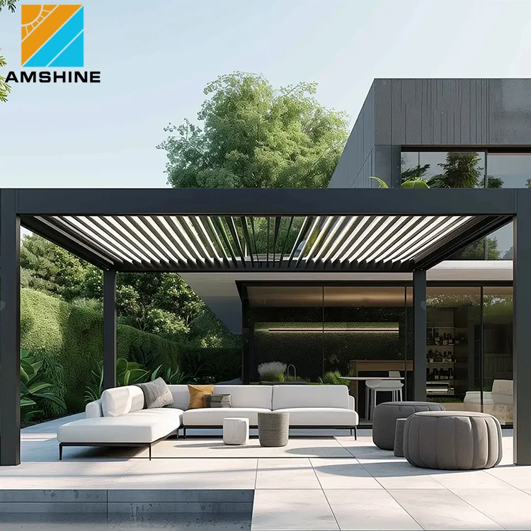 Patio Pavilion Motorised Louvred Roof Backyard Structure Pergola Gazebo Outdoor with Zip Screen