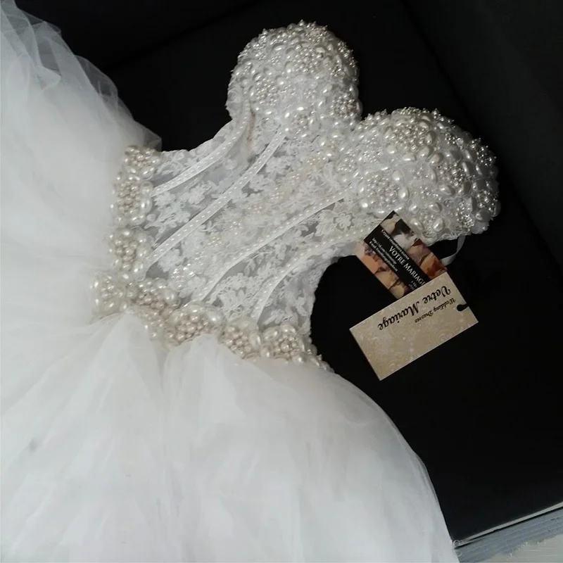 Mumuleo Ball Gown Wedding Dresses Sweetheart Corset See Through Floor Length Princess Bridal Gowns Lace Pearls Wedding Gowns