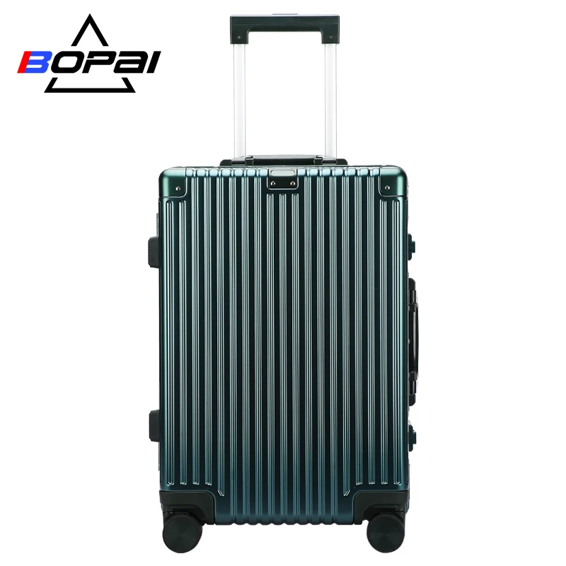 BOPAI custom logo 24 inches large travel luggage durable made stainless steel rod aluminum luxury suitcase for 20 inch