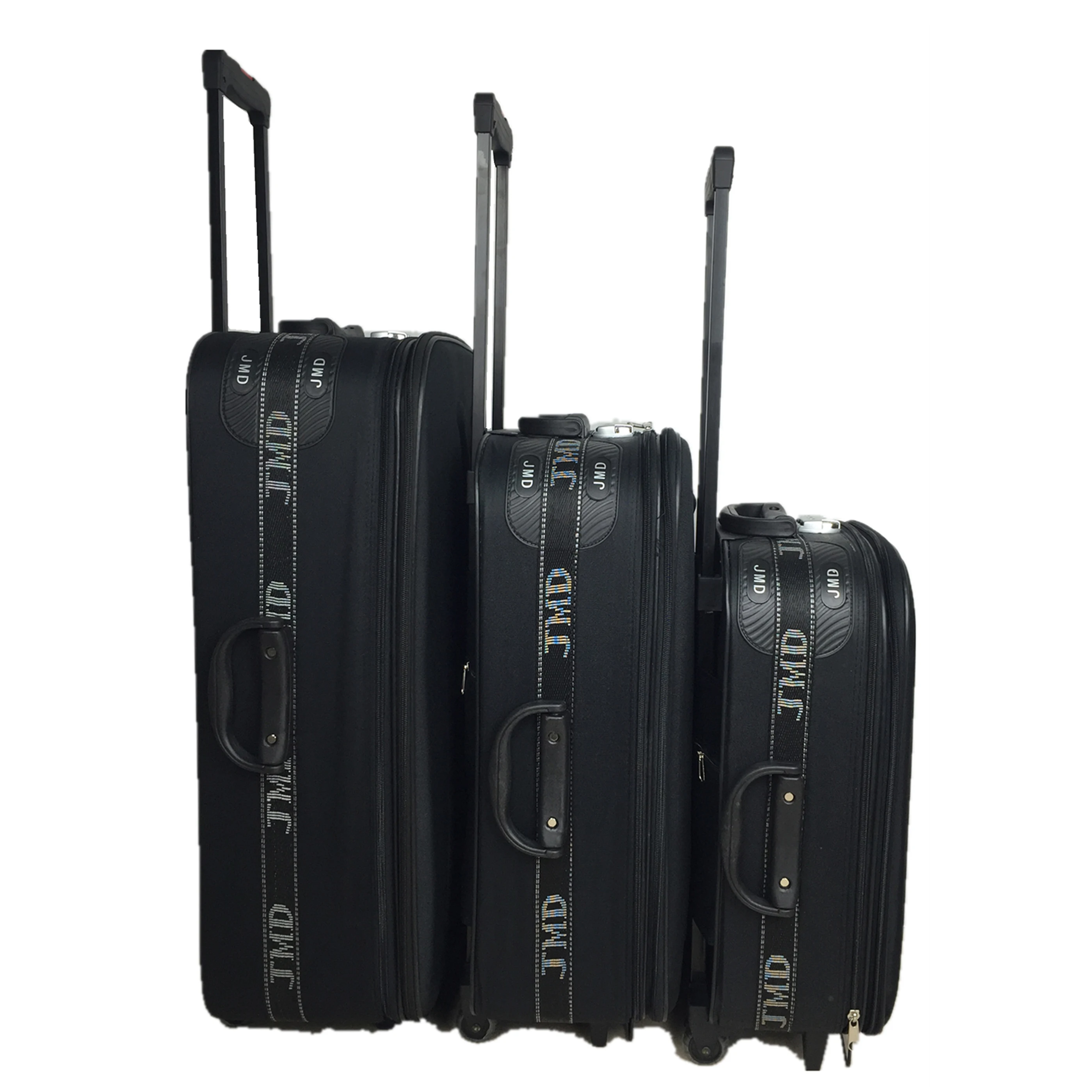 cheap price 600D polyester honey comb frame outer iron trolley external wheels 20 24 28 or 19 23 27inch 3pcs eva luggage set