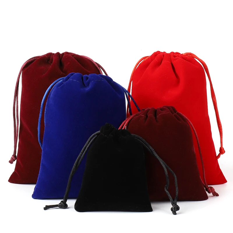 2022 Hot Sale Velvet Fabric Jewelry Pouches Small Drawstring Storage Packing Bag