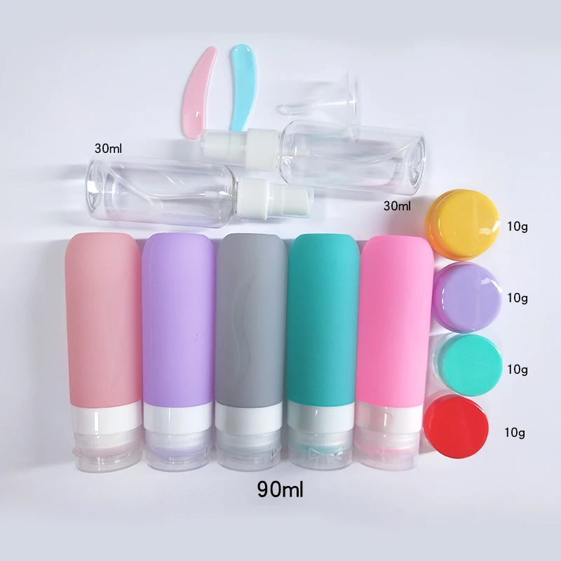 Emergency Kit/Survival KitS RTS 60 ML Food Grade Silicone Tsa Approved Reusable Outdoor liquid Tube Travel Silicone Bottle Set