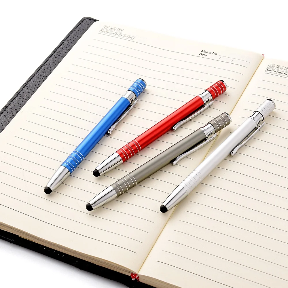 Promotional Gift Logo Multifunctional 2 in 1 Metal Soft Touch Screen Ballpoint Pen with Stylus