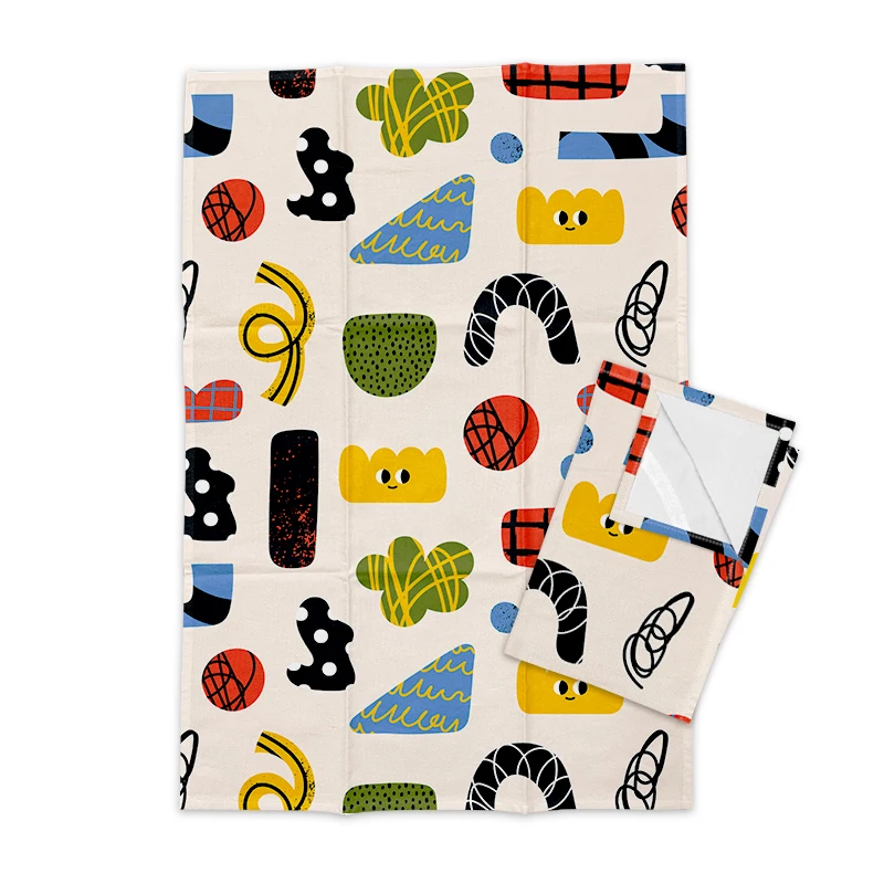 Custom digital printed flour sack cloth 100% cotton linen cleaning woven kitchen dish tea towel