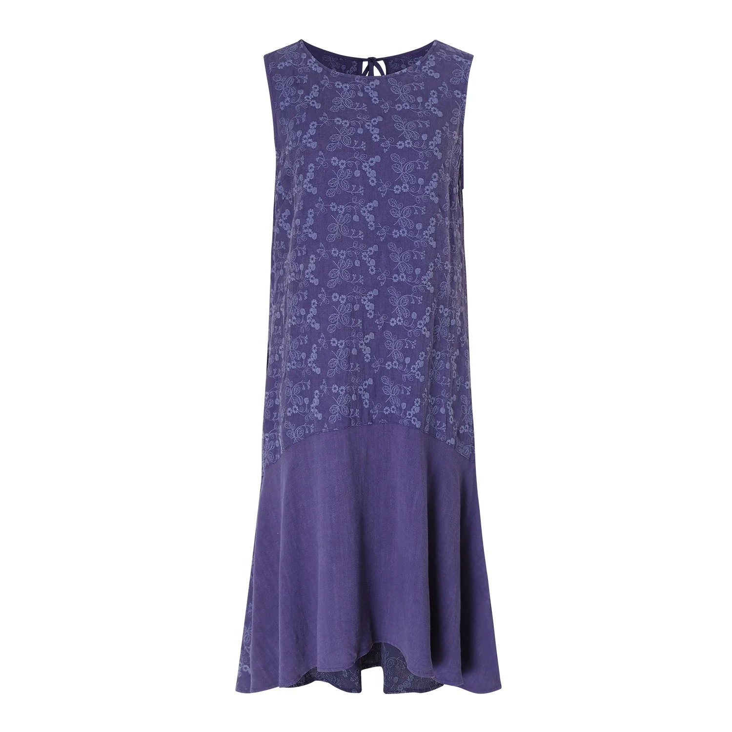 Custom Linen Clothing Manufacturer Purple Floral Ladies Hand Embroidery Dress Women High Quality 100%  Linen Dresses for Women