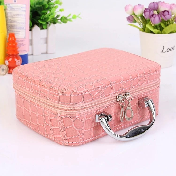 Wholesale cheap stone patterned beautiful makeup mirror case cosmetic makeup organizer storage box
