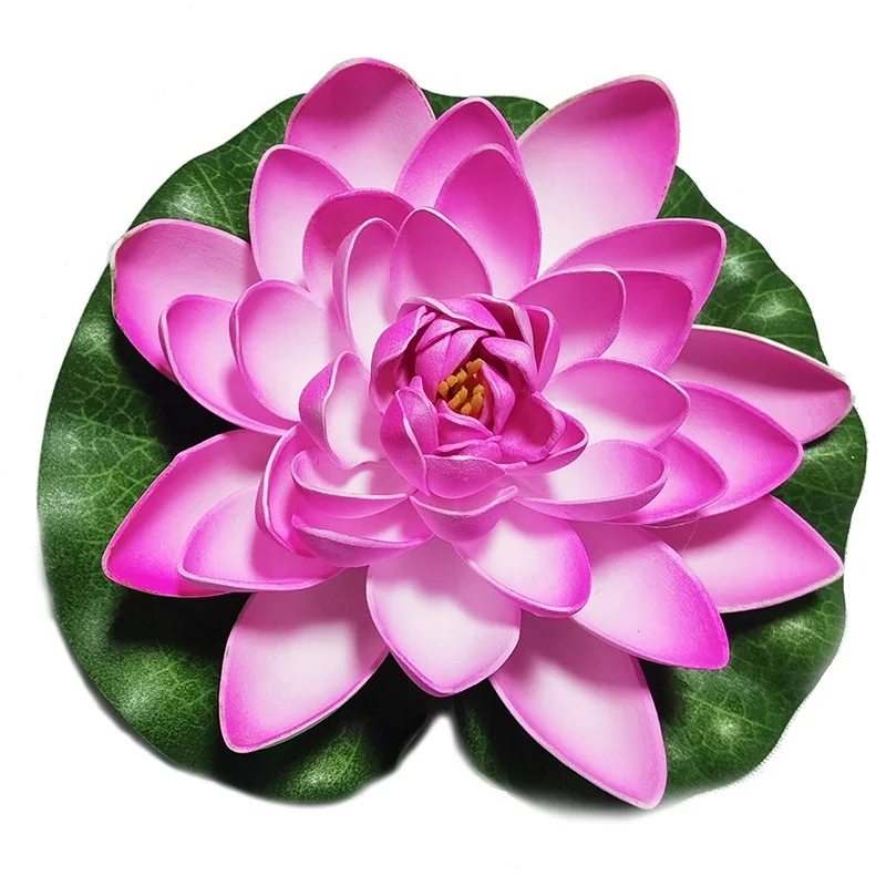 Different Color Artificial Floating Lotus Flower Plastic Water Lily for Home Outdoor Patio Pond Decoration