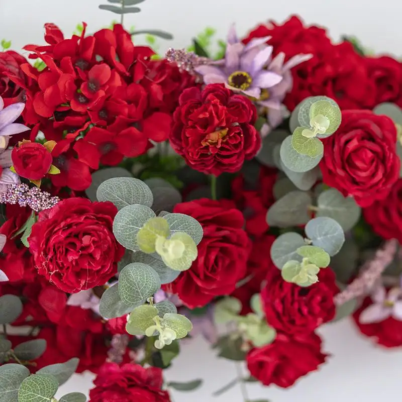 O-X5872 High quality wedding table centerpieces decoration event party stage flower arch decoration silk withe flower runner