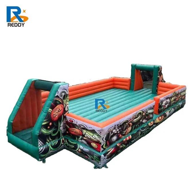 hot double inflated ground printing new inflatable soccer field for sale  soap football games inflatable water football court