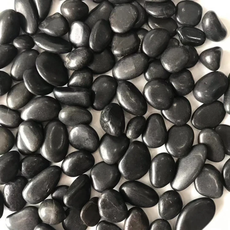Chinese Supply  NJ-010 high polished black color Paving Stone Natural Pebble Stone
