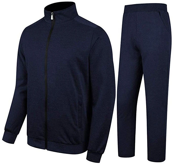 New Arrival Recycled Custom Logo Embroidery Long Sleeves Zip Up Jacket and Long Pants Tow Pieces Mens Track Suits Sets