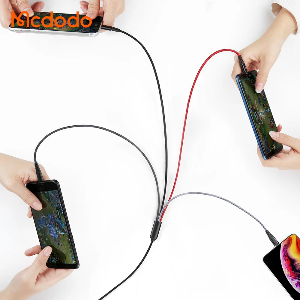 Mcdodo Fast Charging Multi Functional 1.2M 4 in 1 Usb Data Cable for iPhone Micro Type-C Dual Lighting 4in1 Phone Charging