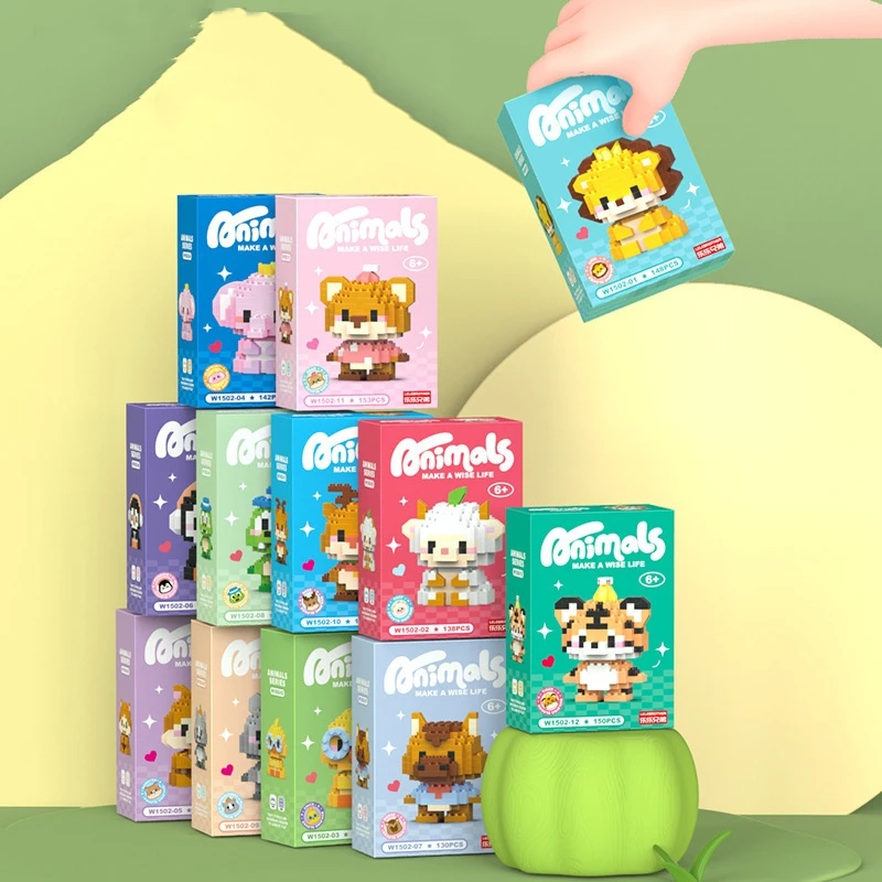 W1502 animals tiger lion horse bear Decoration diamond particles Building Block Plastic Toy gift for kids girls boys