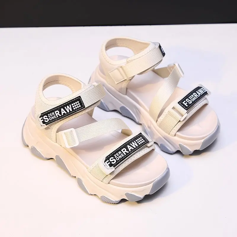 Сандалии LazySeal женские на липучке, холщовые Босоножки на платформе 5 см, с надписью, обувь на танкетке с открытым носком для увеличения роста, лето 2021