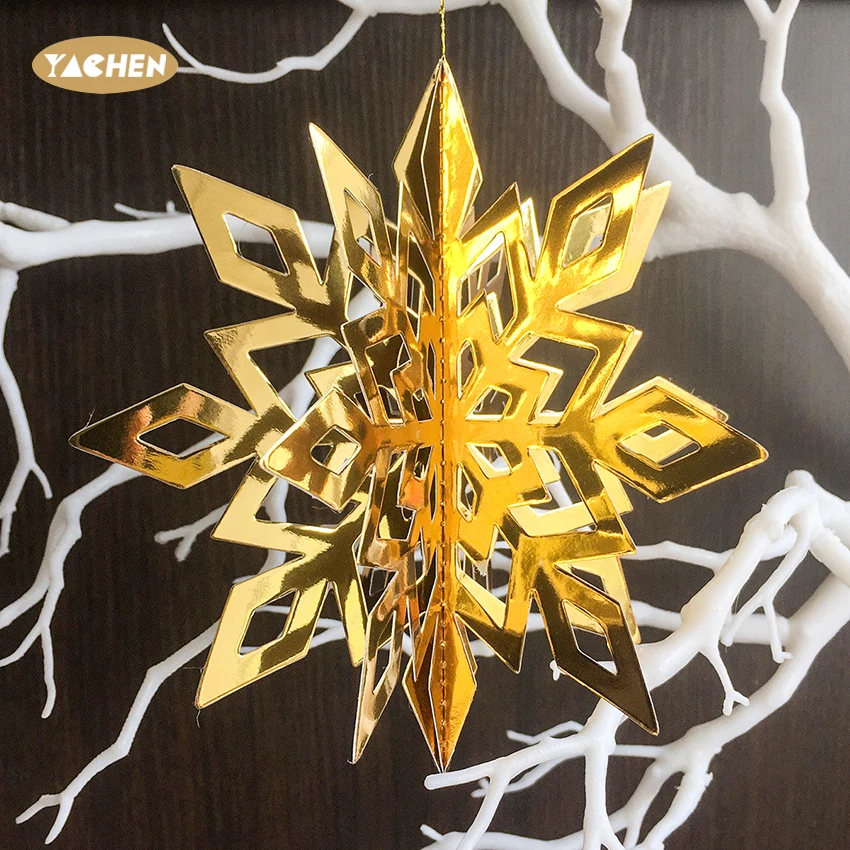 YACHEN Wholesale 6pcs Hanging 3D Paper Snowflakes for Christmas Birthday Winter Party Decorations Supplies