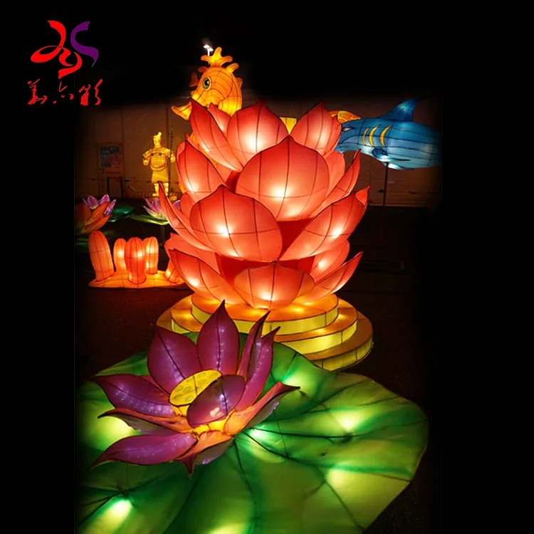 Huayicai 2023 Newest waterproof IP65 lighting Chinese festival  lotus flowers lanterns show for park decorations