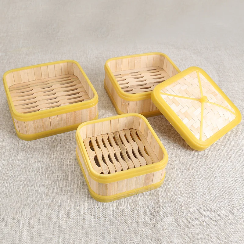 Wholesale Classic Handmade Healthy Cookware Set Dim Sum Square Bamboo Steamer with Logo