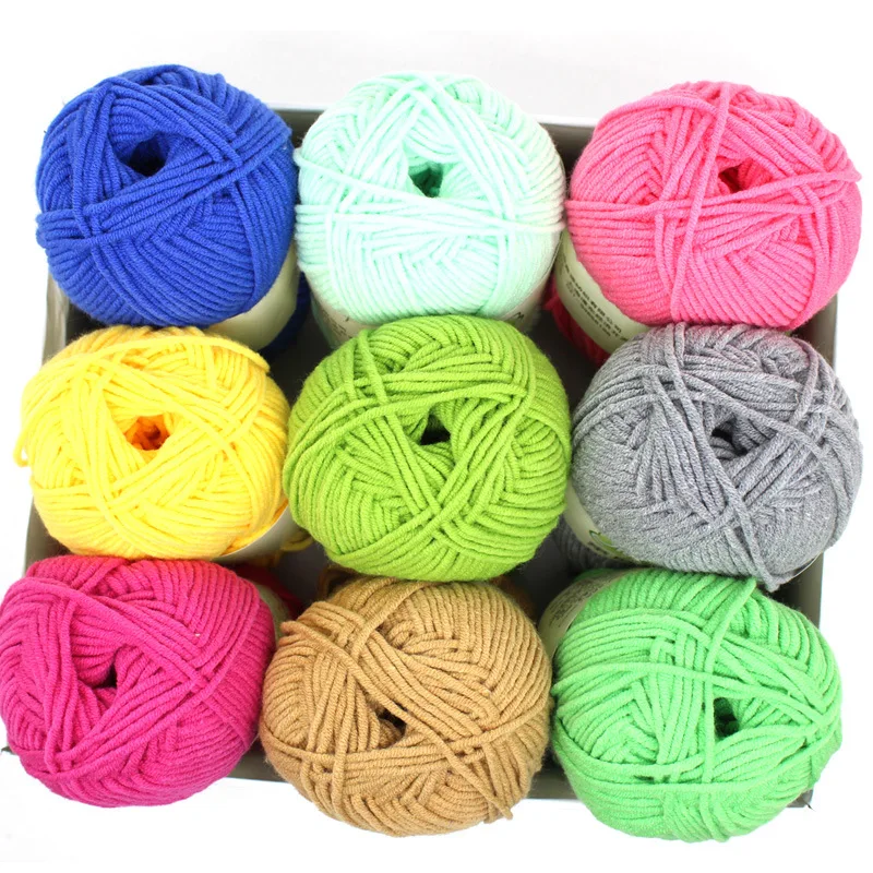 Прямые продажи с фабрики Детская хлопчатобумажная пряжа 3ply 4ply 5ply 50 г для вязания крючком акриловая мягкая смешанная
