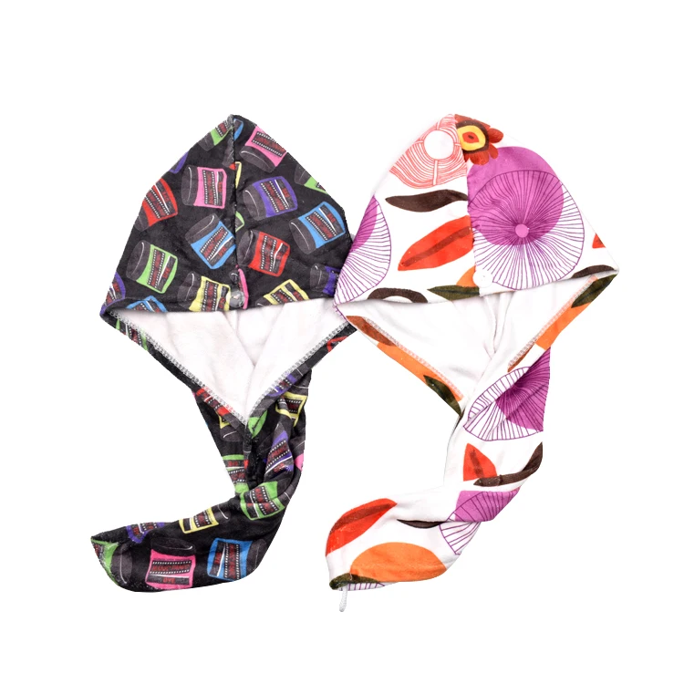 Custom printed microfiber hair towel wrap for women hair salon towels