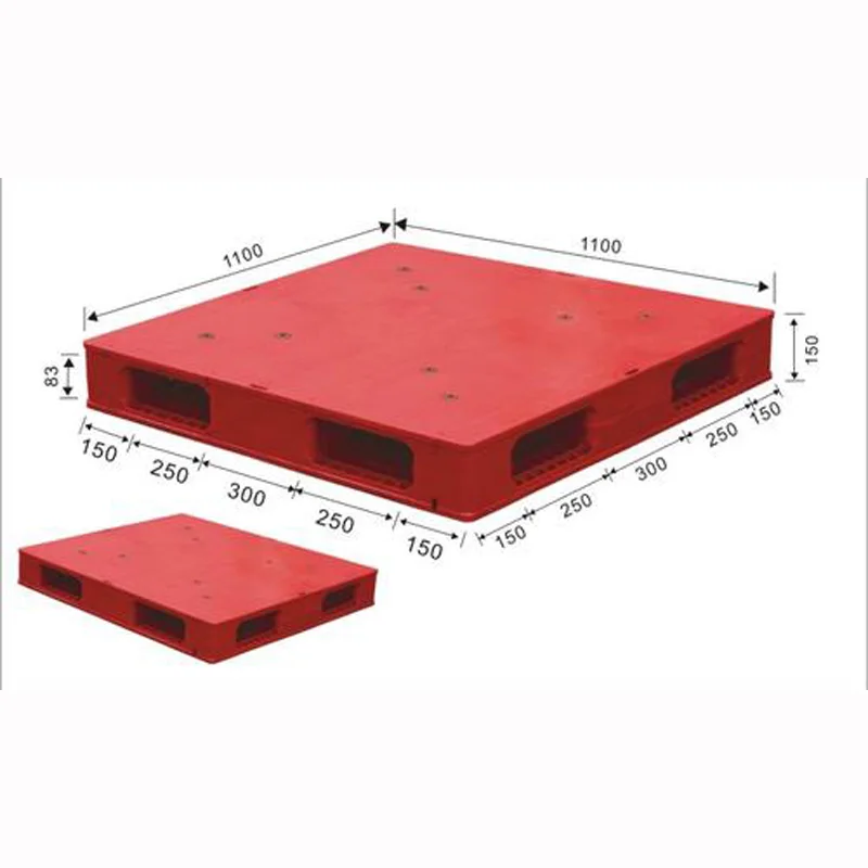 
110x110x15 cm Heavy duty warehouse double side welding steel pipes reinforced flat plastic pallet 