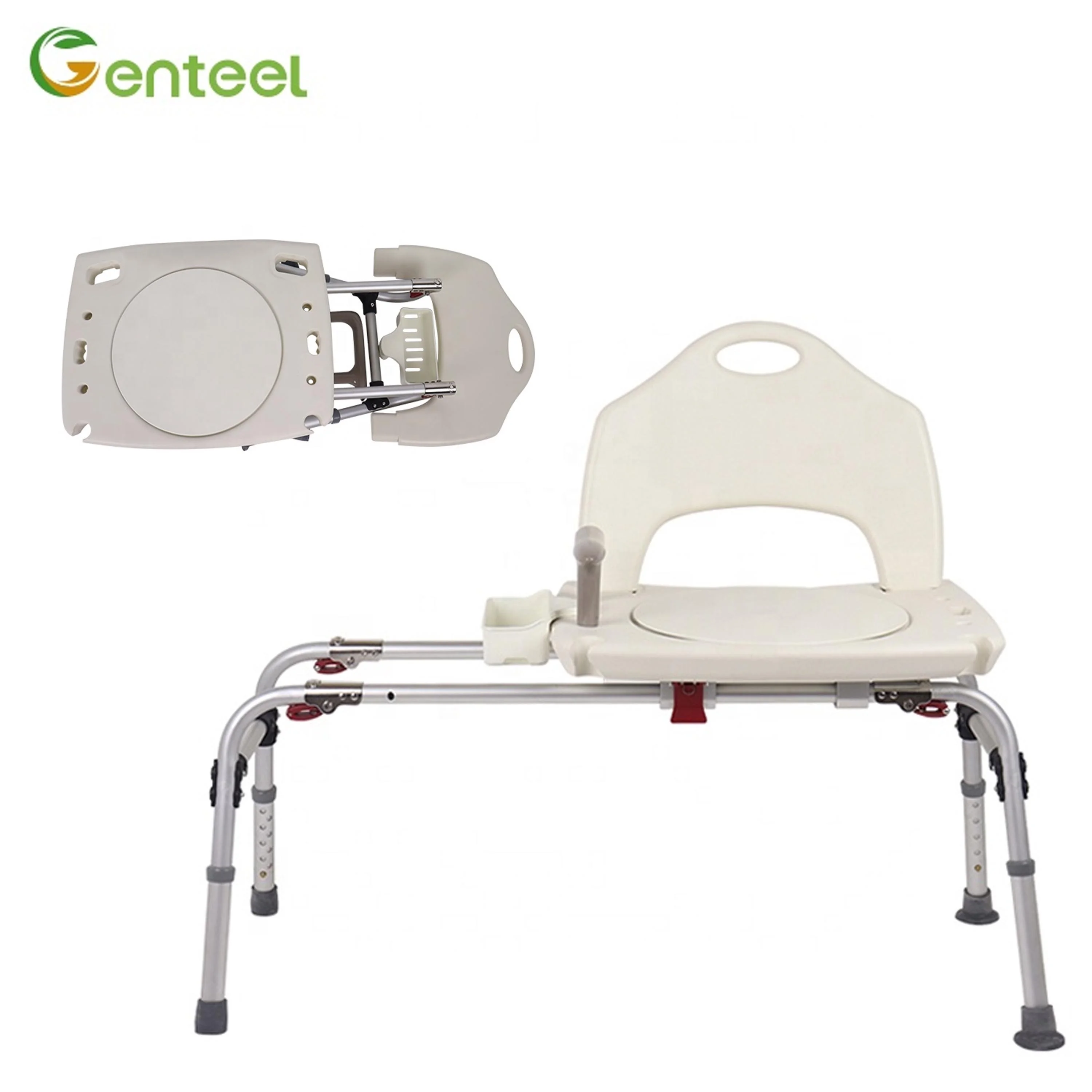 Elderly Care Aluminum Transfer Bench Foldable Frame Sliding Transfer Chair Adjustable Swiveling Transfer Bench For Old Man