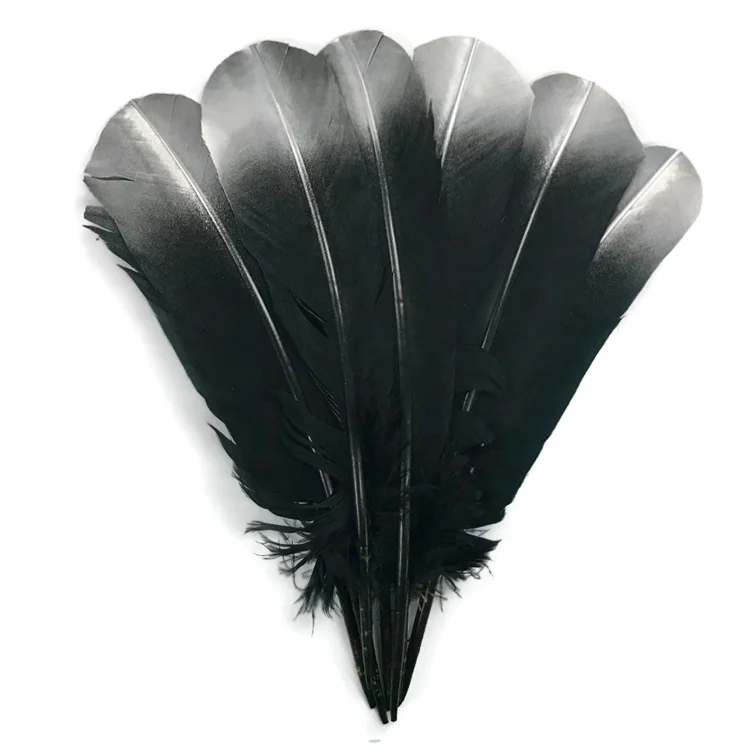 Оптовая продажа 10-12 дюймов перо из перьев индейки двухцветные крылья для карнавального костюма украшения головных убор