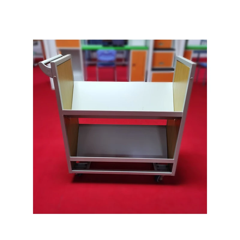 
Light Handy Metal And Wood Useful Steel School Library Furniture Book Trolly 