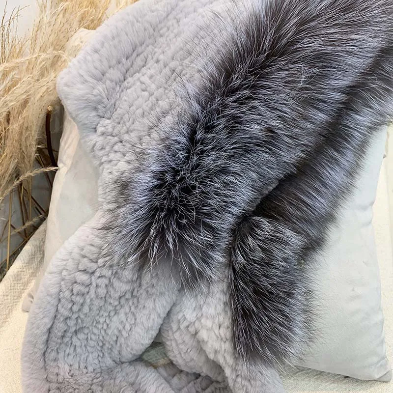 High Quality Winter fur hats for women Luxury Rex Rabbit Fur Scarf Warm Hat Natural Soft Fluffy Windproof hat and scarf set