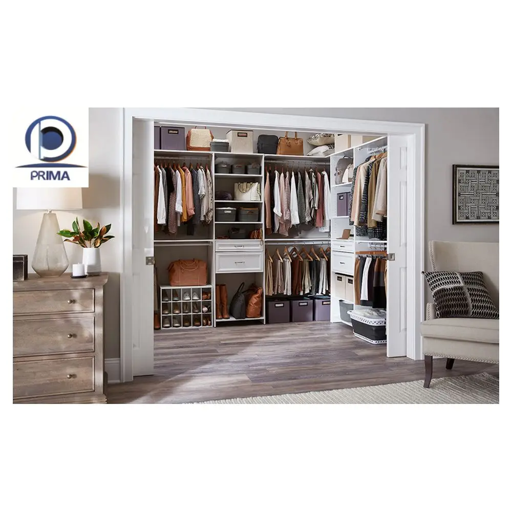PRIMA Manufacturer Customized Bedroom Walk-in Portable Wardrobe Closet Modern Wooden Wardrobes Room Cabinets
