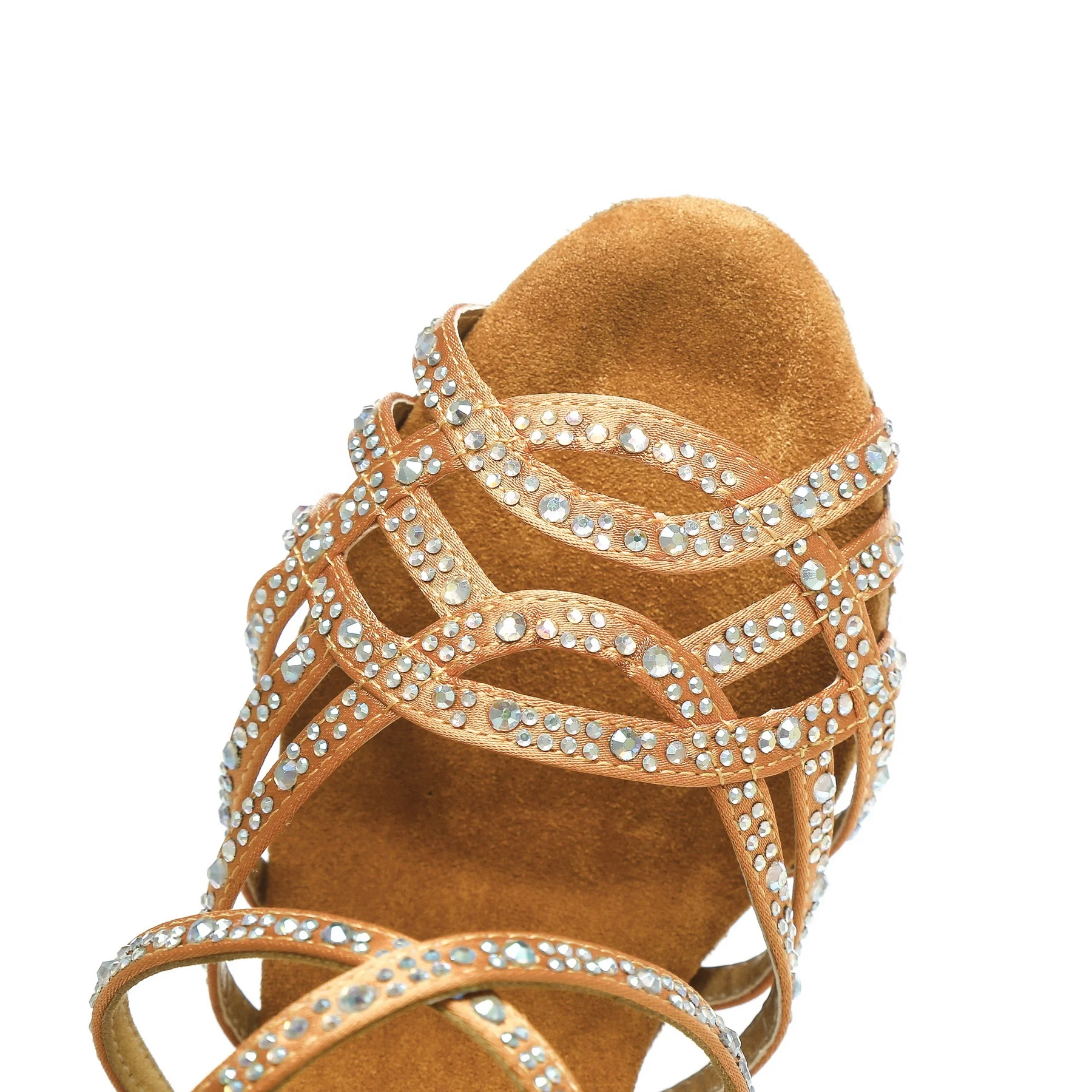 Женские атласные туфли для латиноамериканских танцев на высоком каблуке со стразами