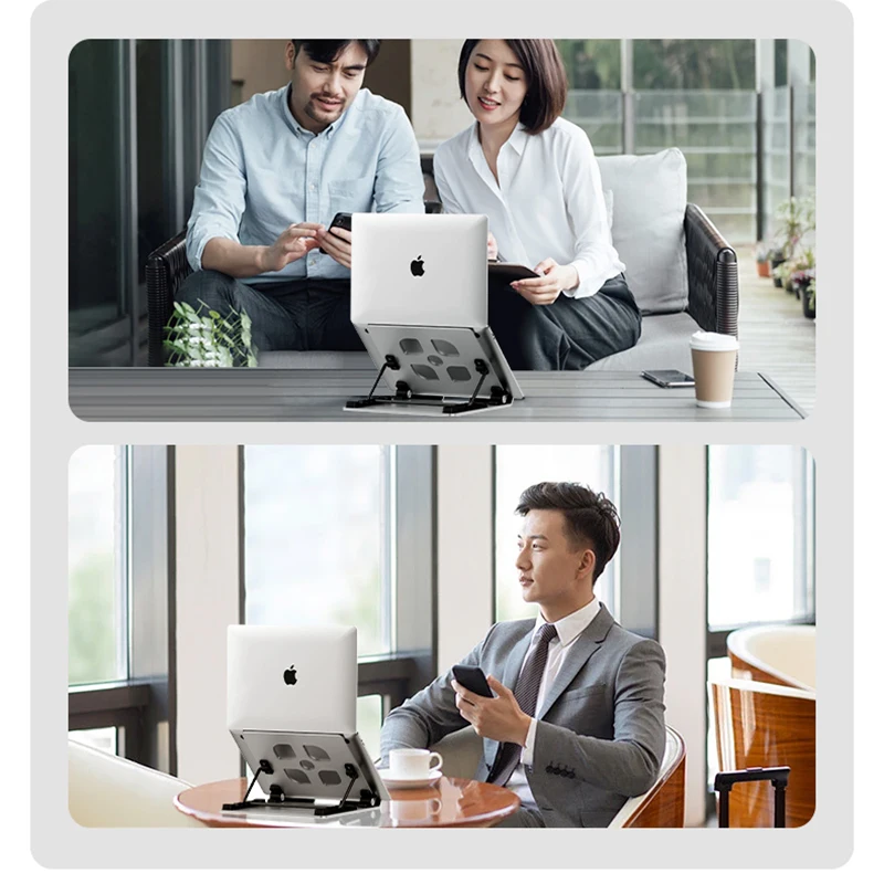 7 Level Adjustable Aluminium Laptop Cooling Stands Cooling Pad 17 inch for Desk and Lap Use