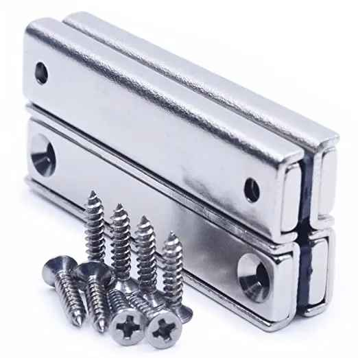 Super Strong Pot Magnets Rectangular Neodymium  Holder With Countersink