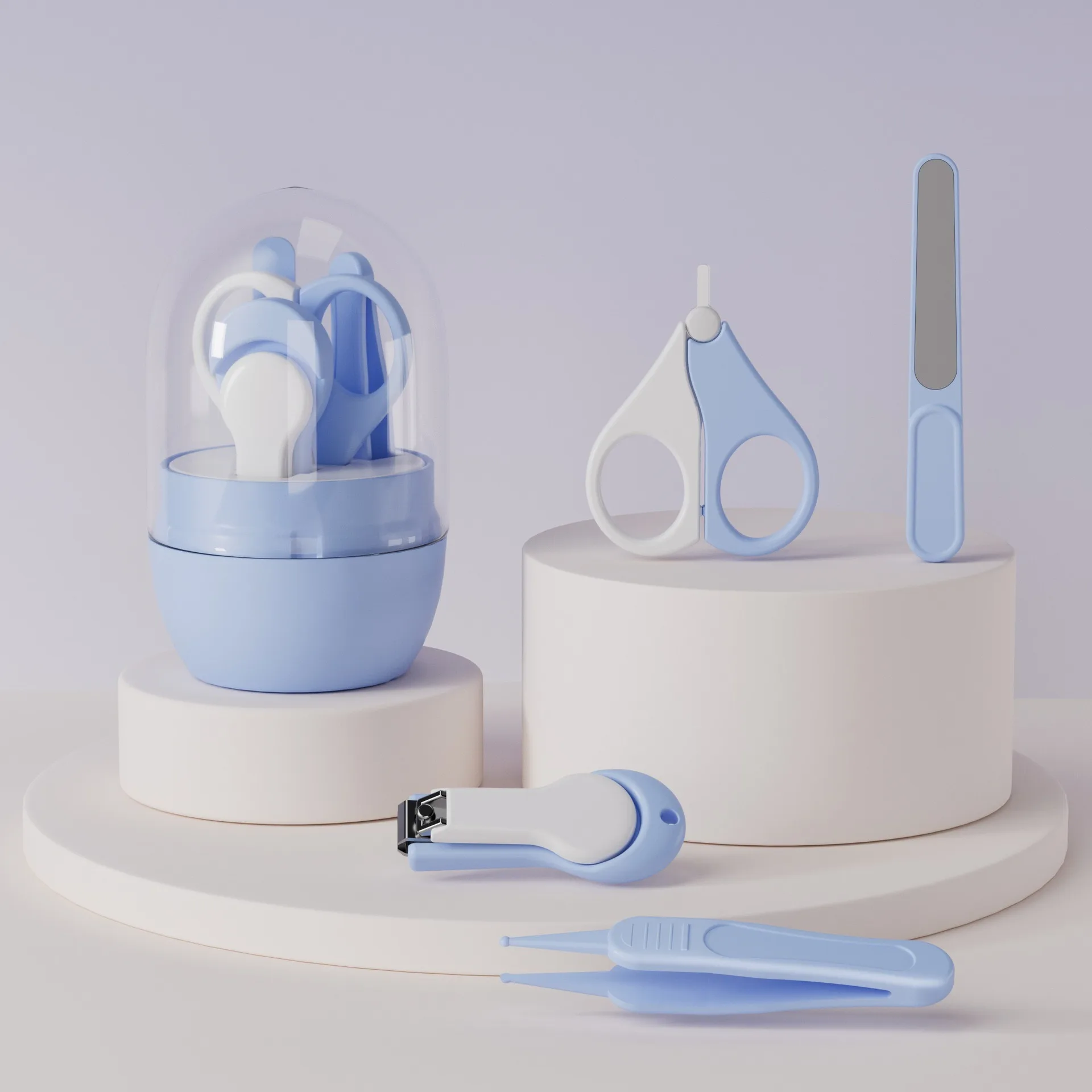 Hot Sale Stainless Steel Abs Baby Nail Trimmer Cute Nail Grooming Kit 4pcs Newborn Nail Clipper Set