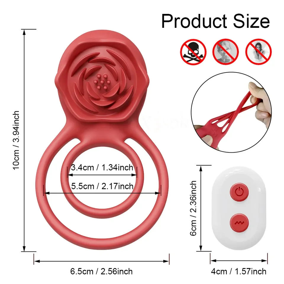 Wholesale Sex Toy Pleasure Couple Sharing Clitoral Stimulation Passion Lock Fine Ring Rose Vibration