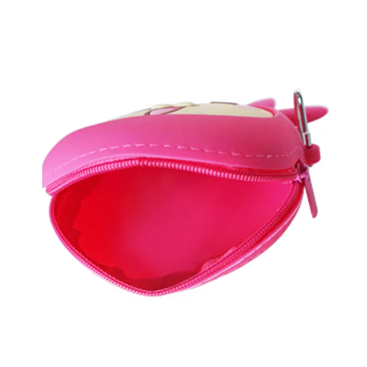 Kids Custom logo small souvenir cute amine cartoon silicone rubber zipper coin purse mini wallet with chain