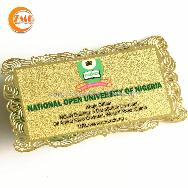 wholesale offset printed golden embossed sandblasted/frost metal business card