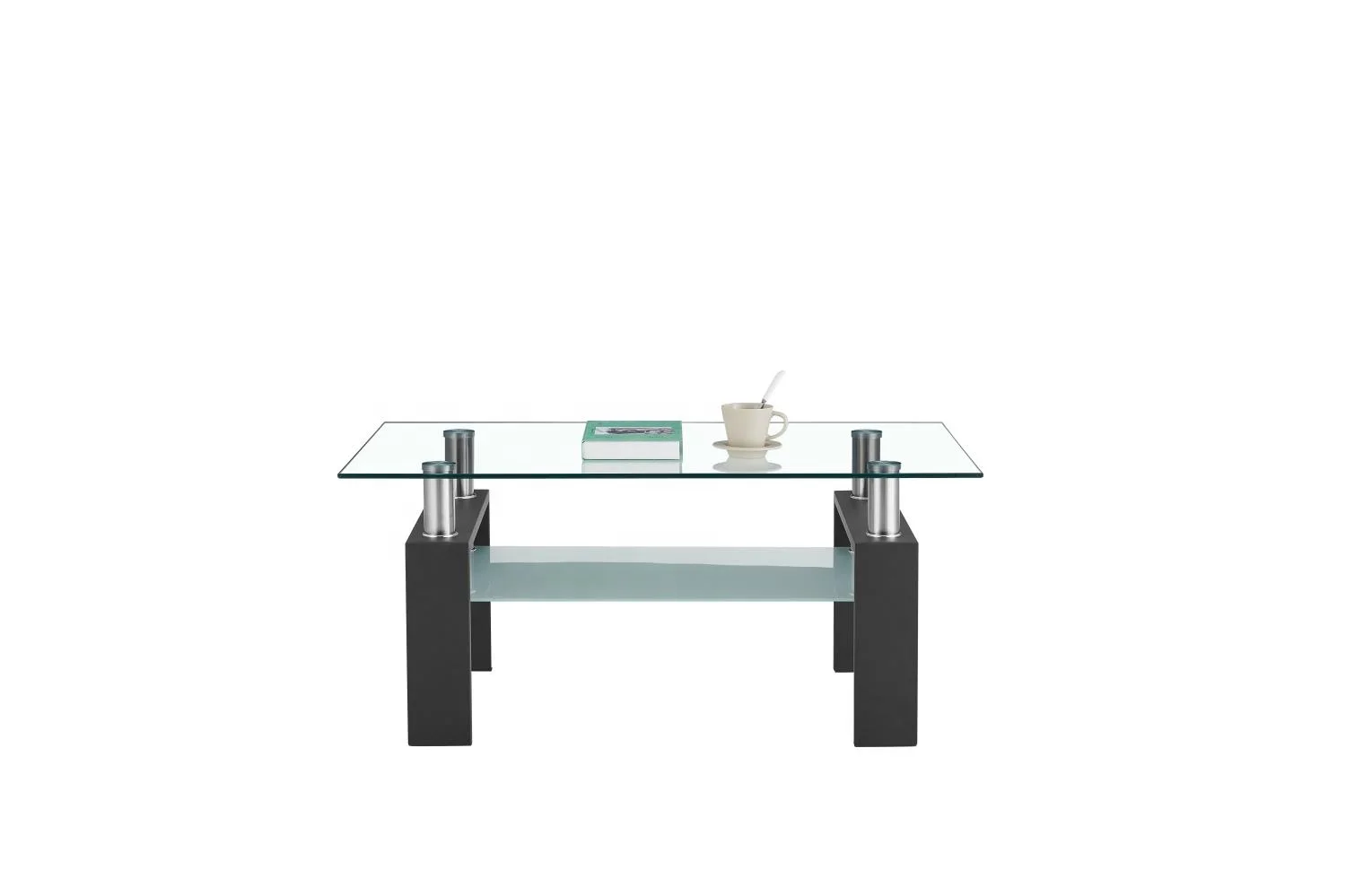 Modern Luxury Living Room Furniture Design Tempered Glass Coffee Table With metal Frame CT008