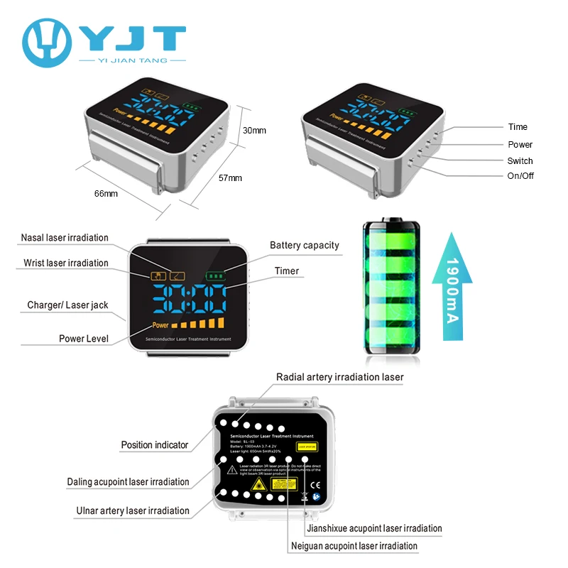 medical diabetic low level health product red pulse semiconductor laser therapy watch