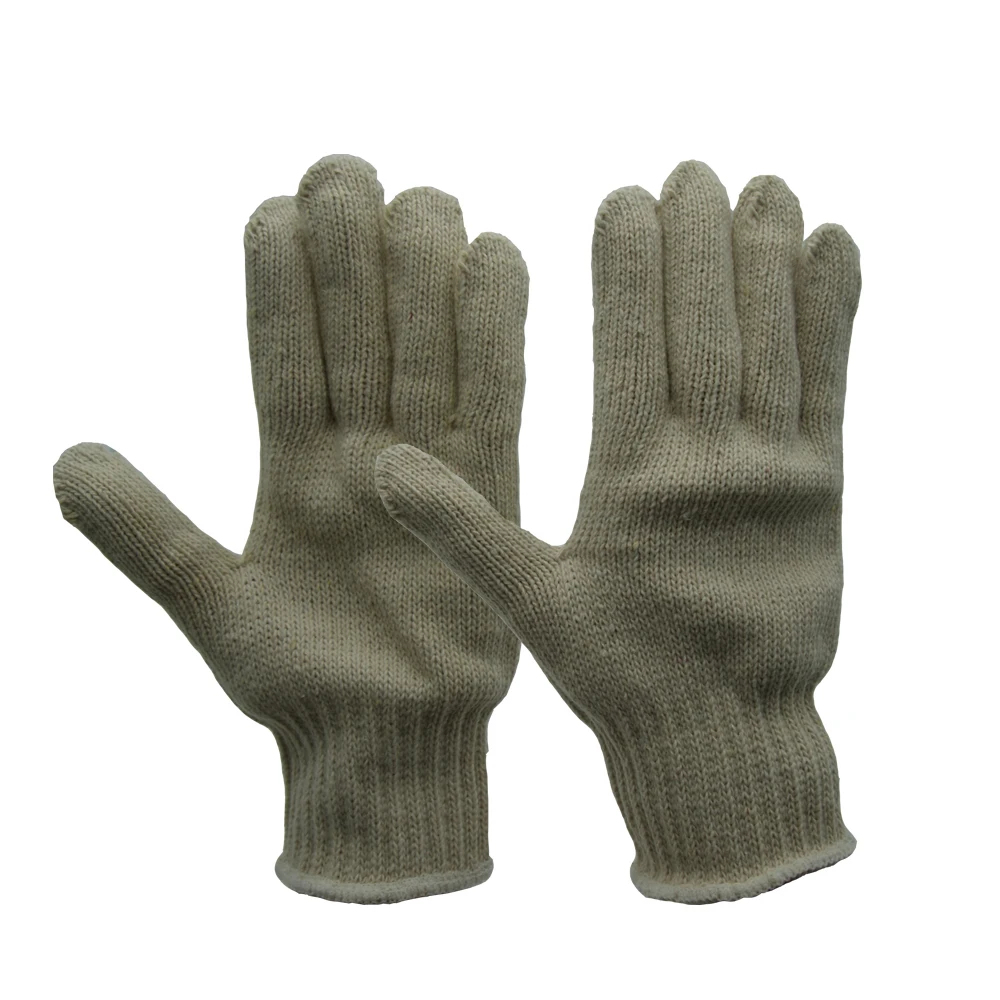 High quality 7 gauge string cotton polyester knitted natural white industrial machinery hand glove