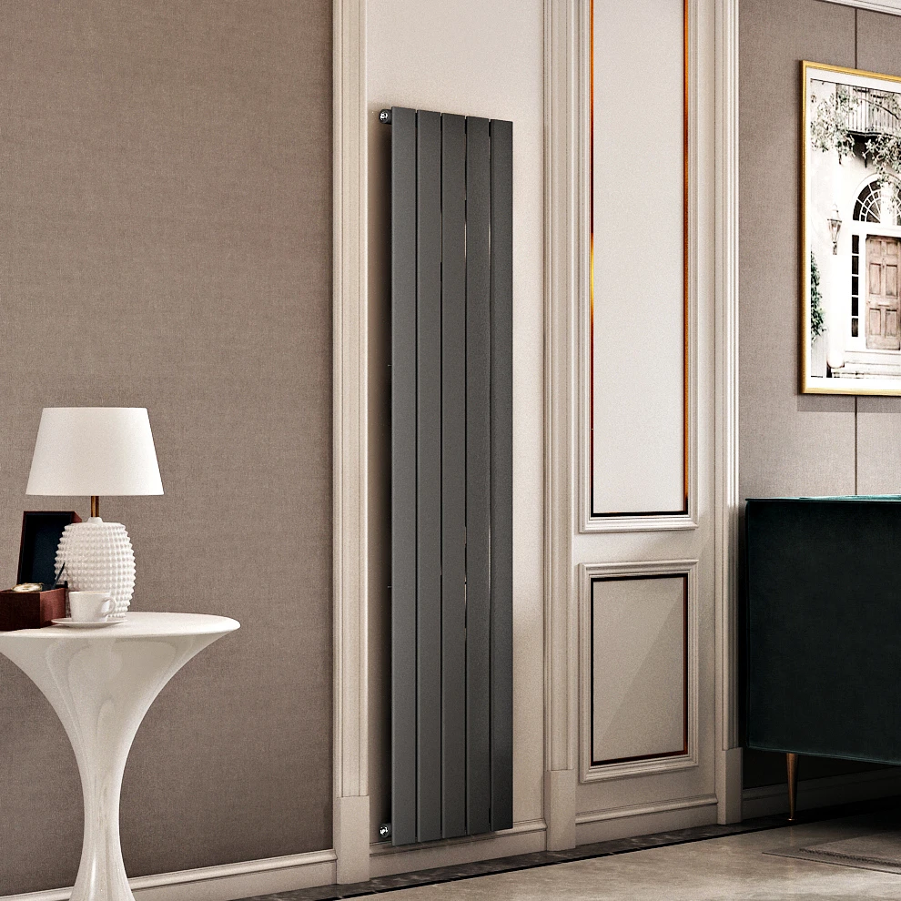 AVONFLOW Factory Whosale Matte Black Heating Double layer Steel  Radiator  Vertical Modern Designer Radiators with towel rod