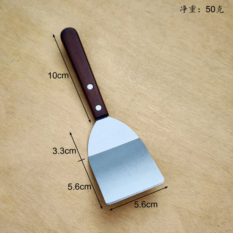 F2551Stainless steel cake scoop Solid wood handle scalding shovel Cookie scoop Eel scoop