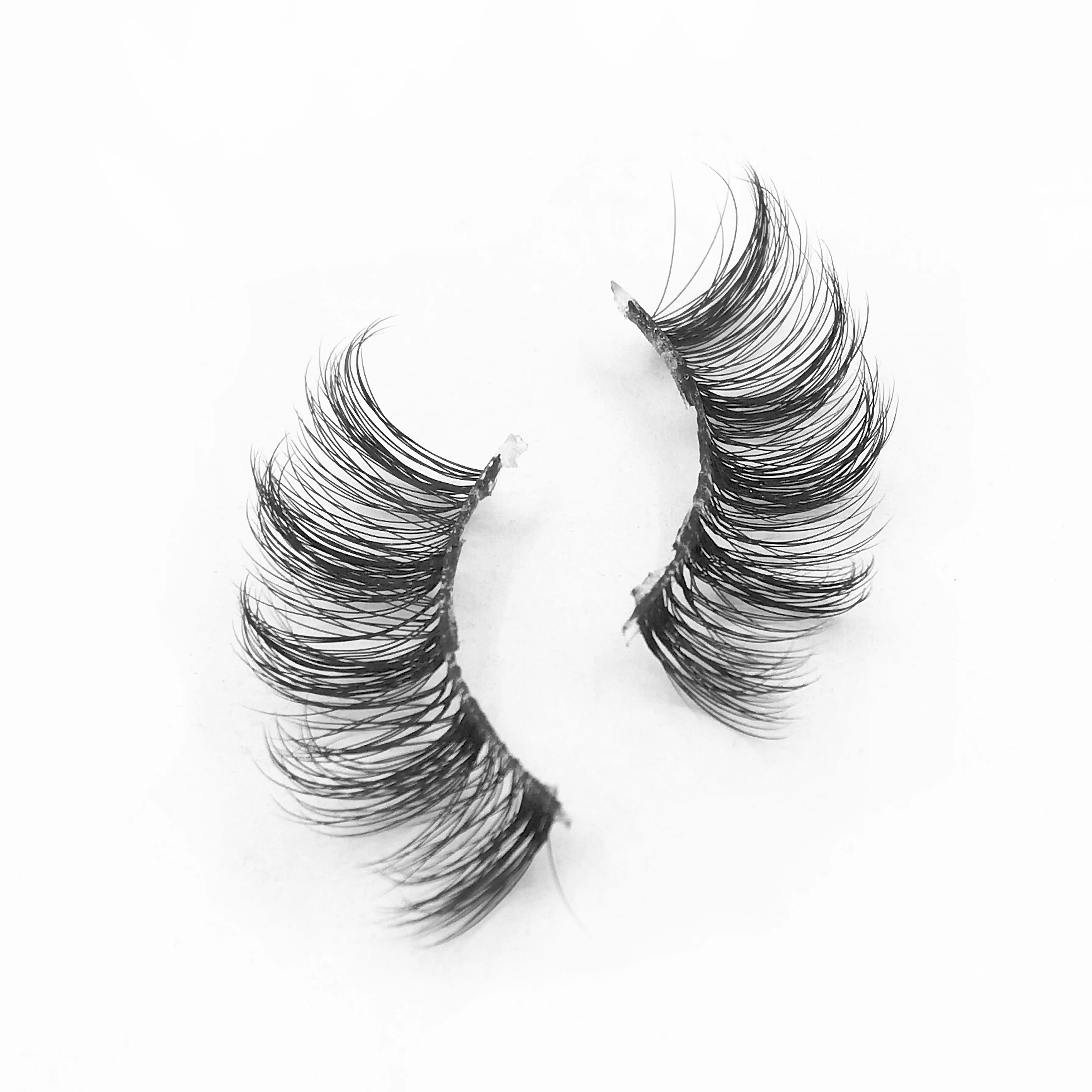 AJH17 half strip false lashes Cruelty Free Clear invisible Band faux Mink Synthetic 3d Natural Wholesale 9-12mm