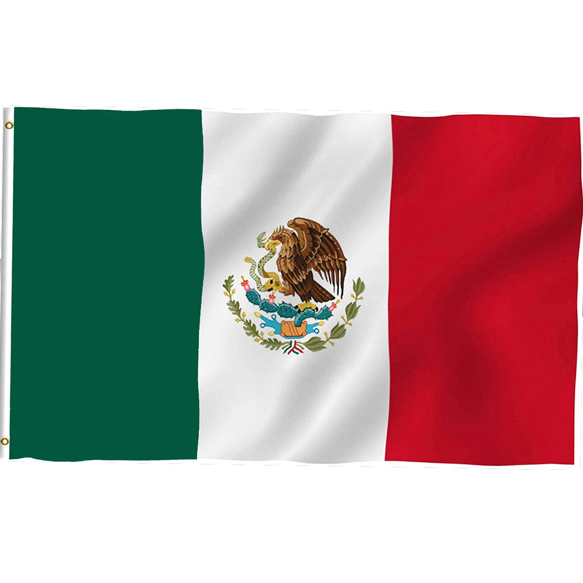 High quality custom 3x5 foot polyester with brass rings in vibrant colors and anti fading double seam Mexican flag