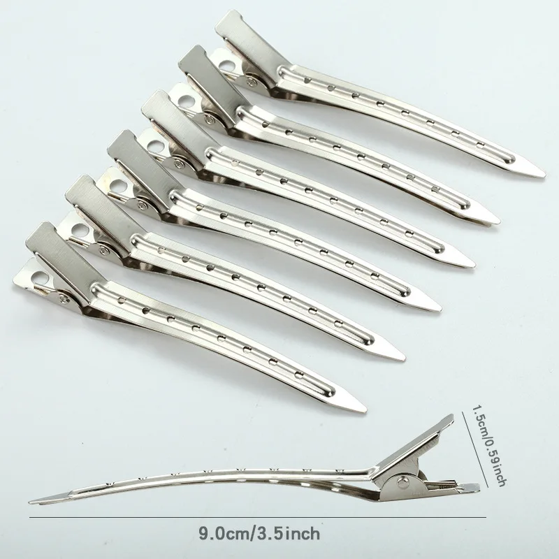 Factory Wholesale Professional Salon Hairdressing Tool Hairpins 9CM Stainless Steel Metal Duckbill Hair Clip