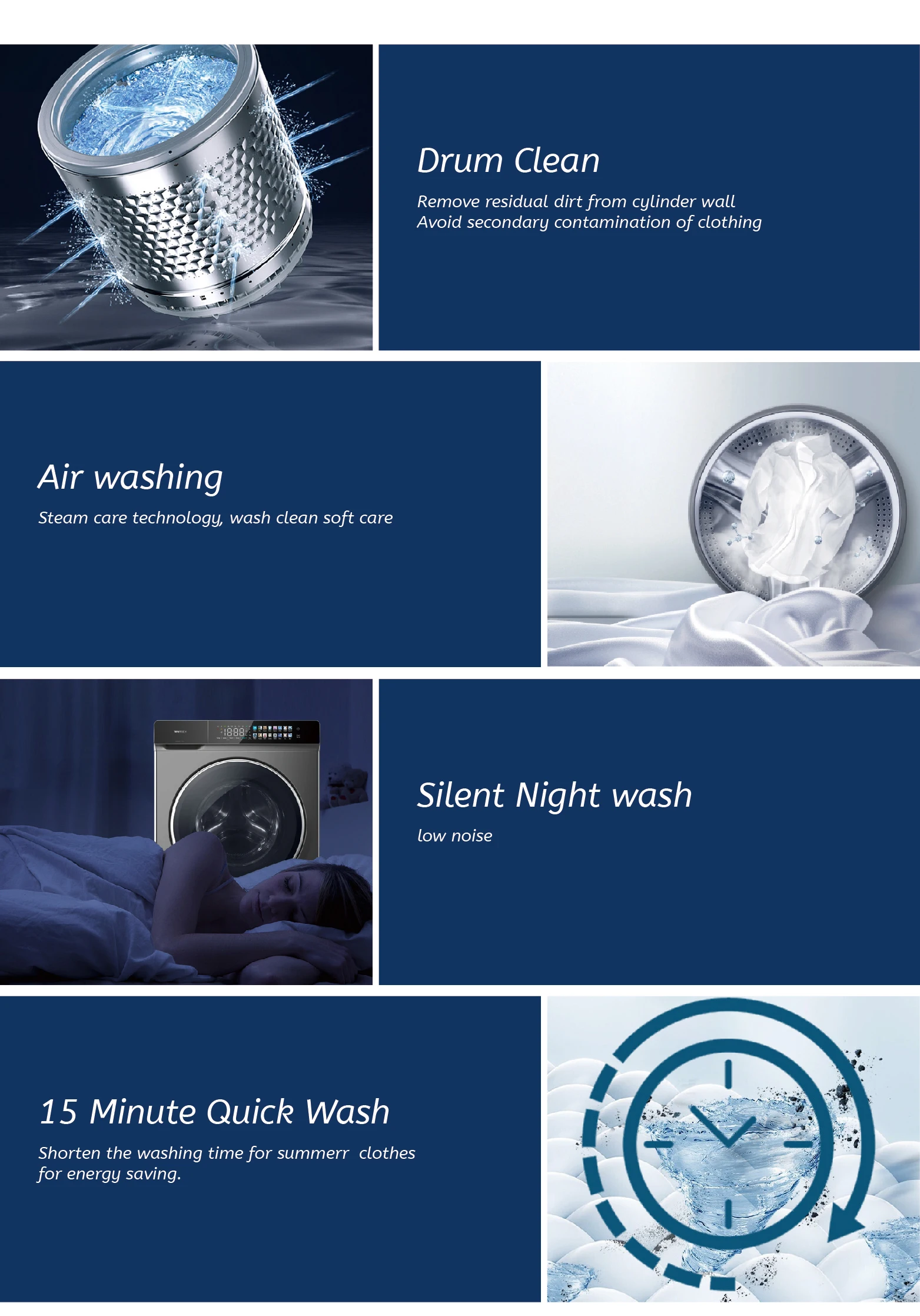 Multi-Colorful Touch Screen Front Loading Variable Frequency Combo Washing Machine and Drying Machines