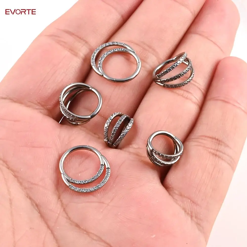 G23 Titanium Ear Weights Ear Gauges Piercing Tunnels  Zircon Nose Rings Popular Body Jewelry hight Segment Rings
